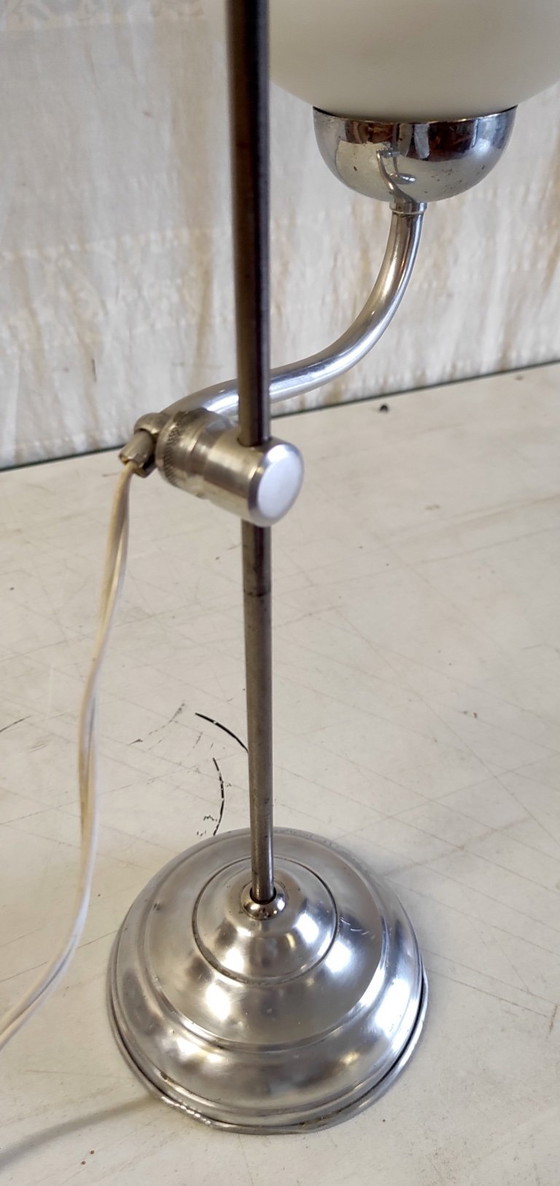 Image 1 of Lampe de bureau Art-déco en métal et opaline - années 40/50