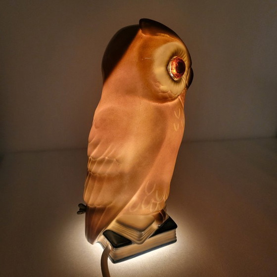 Image 1 of Vintage ceramic owl lamp/nightlight, 1950s-60s, Germany