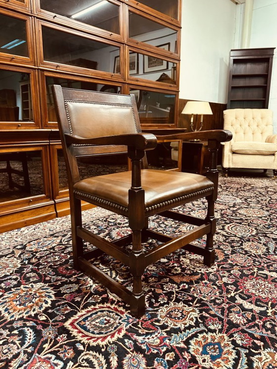 Antique English Office Chair – Leather, Metal (photo 7 of 7)
