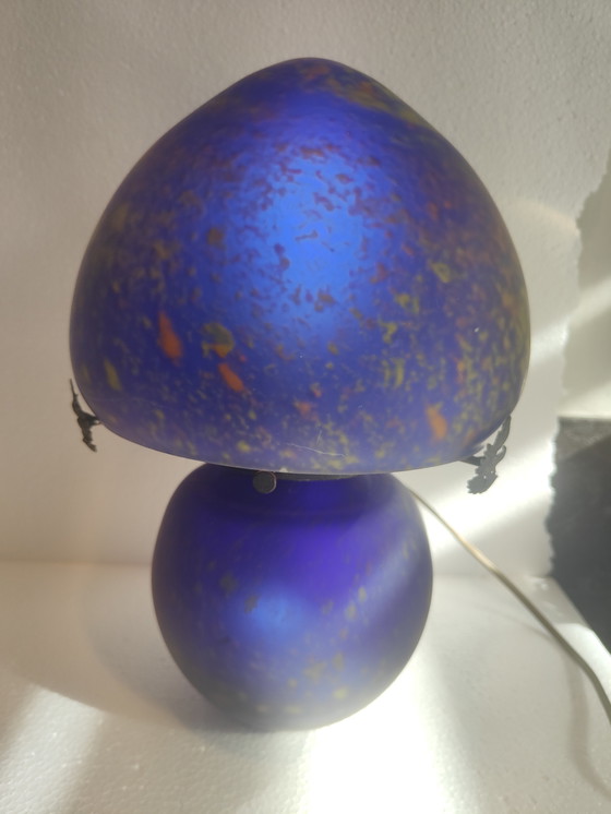 Image 1 of Ambachtelijke mushroom glaspasta lamp blauw volglas