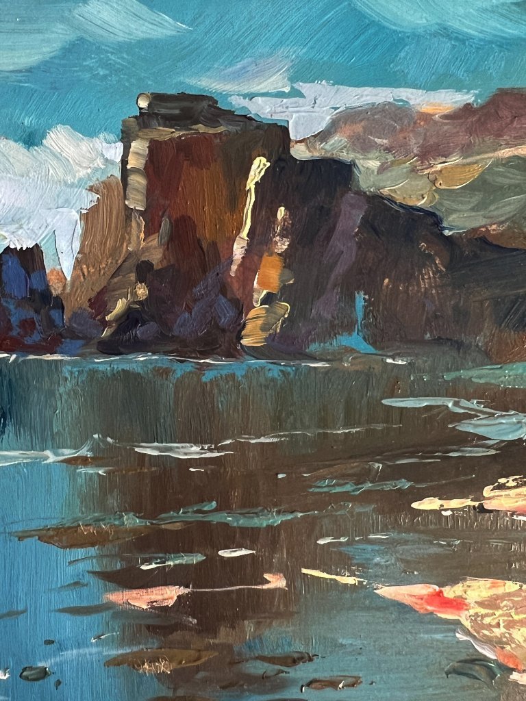 Original Oil Painting Seascape The Coast near the Mountains | €360