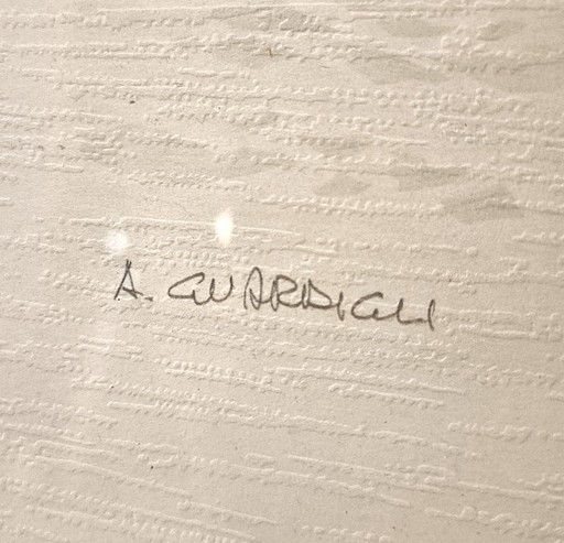 A. Guardieli Mid Century Modern Art Print - Signed & Aluminum Framed