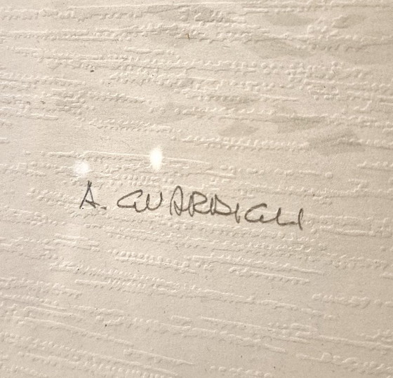 Image 1 of A. Guardieli Mid Century Modern Art Print - Signed & Aluminum Framed