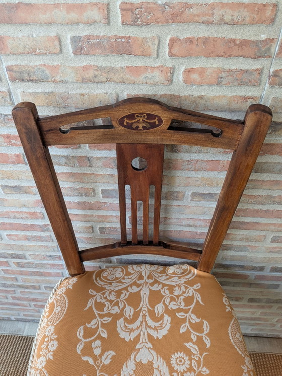 Antieke stoel, Kuipstoelen, Textiel, Hout, Beige (foto 5 van 14)