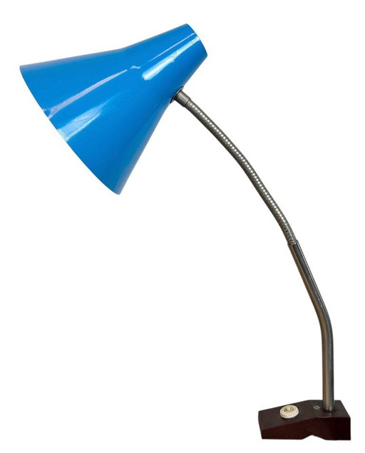 Blue Industrial German Workshop Table Lamp from Reif Dresden, 1960s