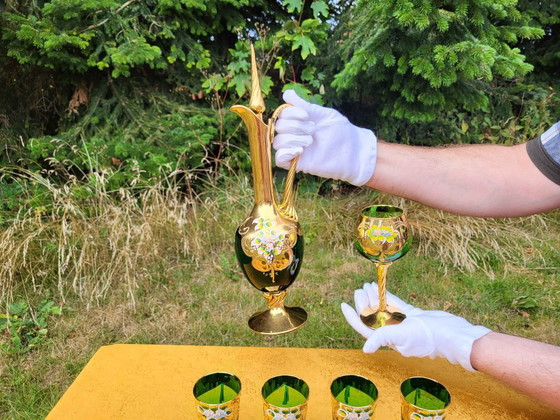 Vintage Murano Handmade Decanter Set | Venetian Glass Decanter Liquor Set, Glass & Decanter, Gold (photo 6 of 10)