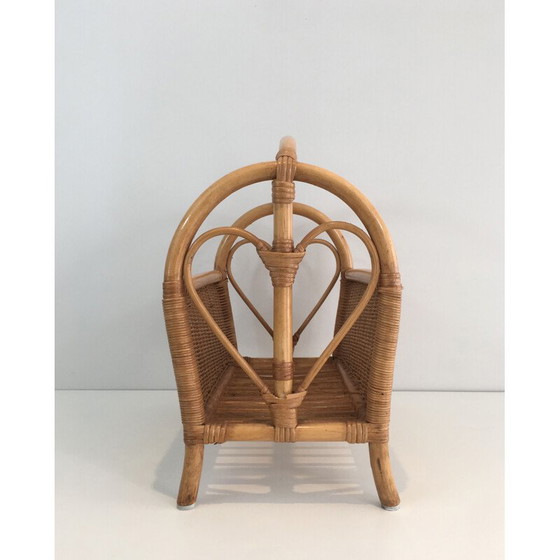 Image 1 of Vintage Rattan magazine rack 1970