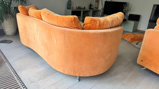 Image 1 of Rolf Benz orange sofas / sofa set with pouf / ottoman - Modern, organic & timeless