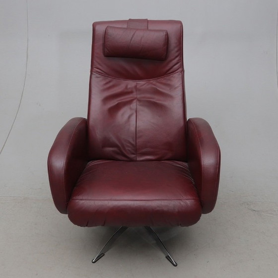 Image 1 of Poltrona girevole di design danese Hjort Knudsen - Pelle nera e cromo