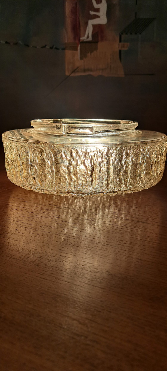 Image 1 of Plafonnier Peill & Putzler – Verre cristal, aspect doré, style rétro années 70