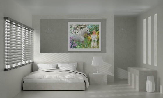 Original Oil Painting Abstract Girl With Horse Nature Spring – Paintings & Drawings, Canvas (photo 3 of 8)