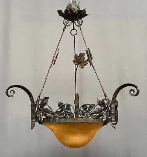 Muller Frères Lunéville ( ). Art Nouveau style chandelier. – kroonluchters, Crystal, Glass (photo 2 of 7)