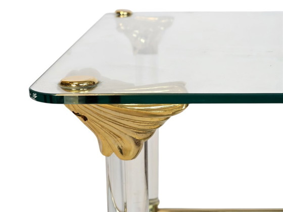 Image 1 of Table d'appoint - style Hollywood Regency - plaqué or - laiton - années 70