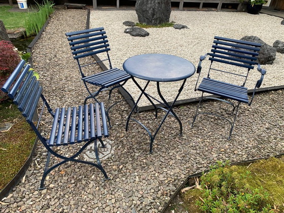 Blue Metal Folding Garden Set. (photo 3 of 5)