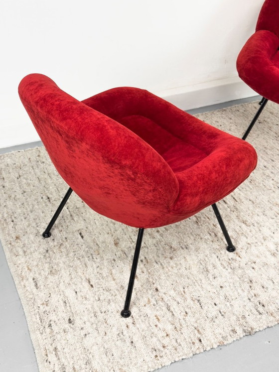 Fauteuils rouges de salon par Fritz Neth pour Correcta, années 1950, lot de 2 – Textile (photo 4 of 20)