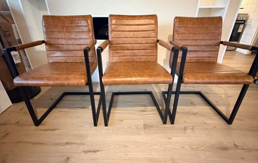 3x Chaise de Salle à Manger Cognac