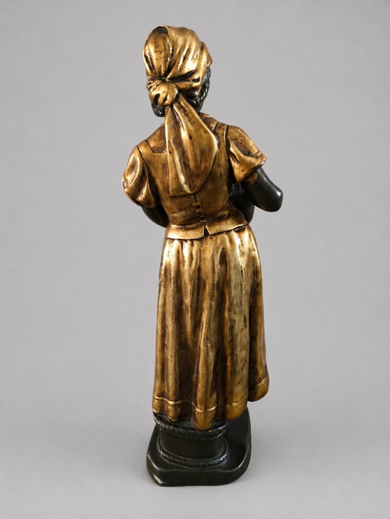 Hermosa escultura antigua de estilo Art Nouveau «Niña con gato» – Hermanos Van Paridon (ca. 1905) – Other (photo 2 of 7)