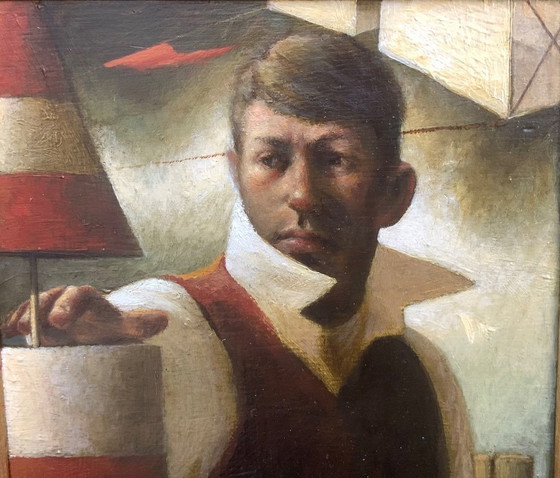 Image 1 of Kevin Hendley - Le présentateur météo, peinture à l'huile originale