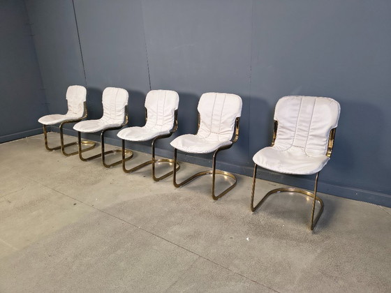 Image 1 of Vintage eetkamerstoelen van Willy Rizzo voor Cidue, set van 5, jaren 70.