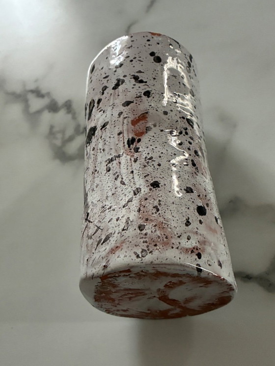 Image 1 of Speckled glazed terracotta cylindrical vase