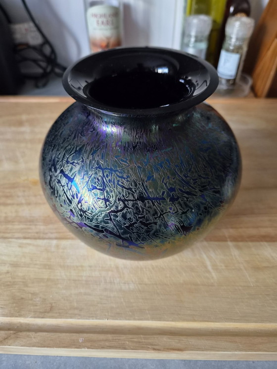Vaso globo in vetro da studio iridescente vintage Royal Brierley. – Vasi (photo 3 of 8)