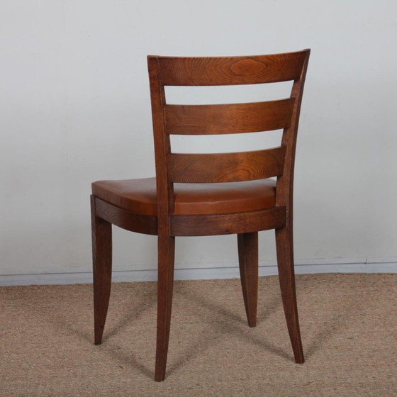 Set di 6 sedie da pranzo in rovere nello stile di Jean Pascaud, 1940, Legno, Marrone (foto 9 di 9)