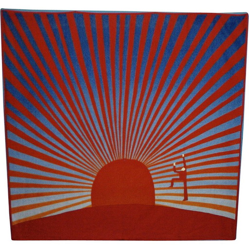 Vintage “day of the sun” silk scarf by Jean Michel Folon for Charles Steiner, 1979