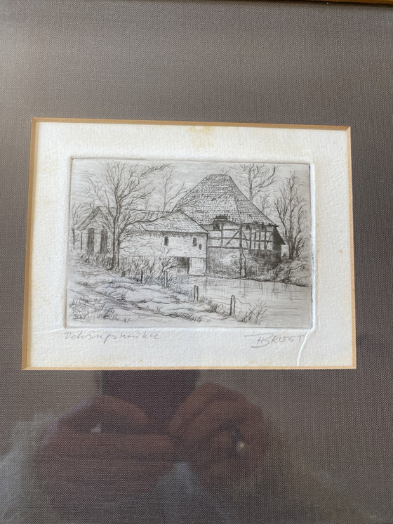 Image 1 of Original etching Mill by Paul Heinz Briest