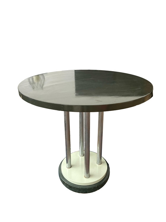 Image 1 of Mesa Bauhaus Cromo/Madera Lacada, Gris Oscuro/Verde Menta