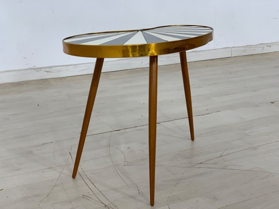 Image 1 of Mid - Century kidney-shaped side table Flower table Shelf VINTAGE