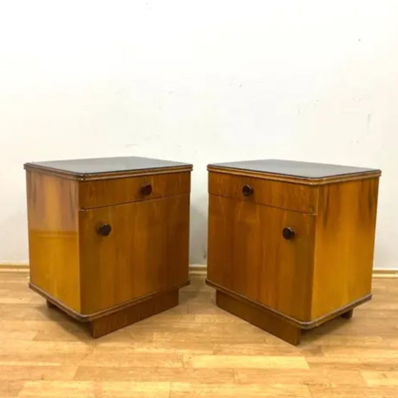 Image 1 of Set di 2 comodini retrò, legno impiallacciato, anni '60