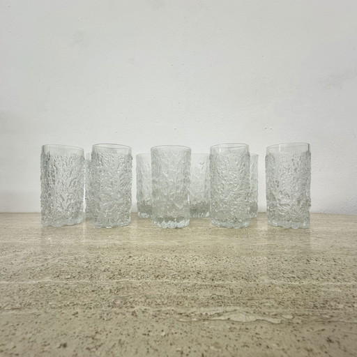 Set van 9 glazen borrelglazen van Goebel charlottenhutte , jaren 1970 , Duitsland