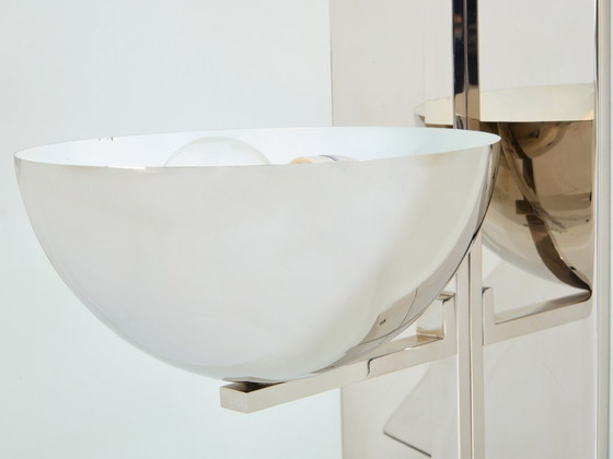 Image 1 of Claude Parent modernist nickel steel wall lights 1992 