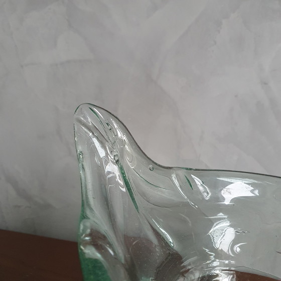 Image 1 of Glass Swan From The 1980s Green Glass