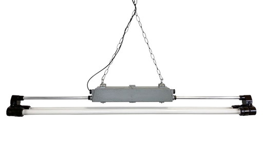 Lampada tubolare grigia industriale di Elektrosvit, anni '70