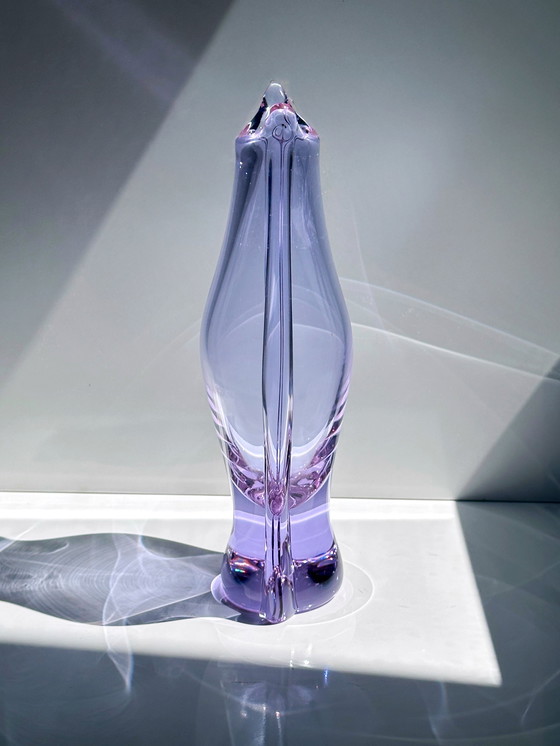Image 1 of Vintage Vase Böhmen Czech Alexandrit Glas Neodym Zelezny Brod ZBS Miroslav Klinger Železnobrodské sklárny Flieder Rosa Hellblau
