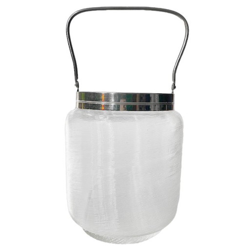 Vintage ice bucket Fries wire glass chrome 1960's