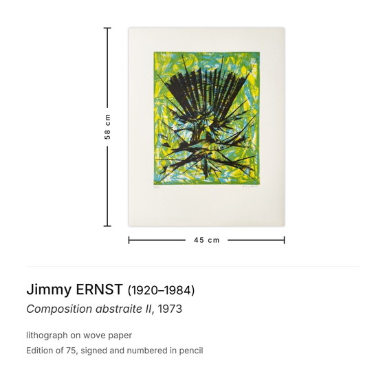 Image 1 of Jimmy Ernst, Komposition abstrakt II, signierte Lithografie, 1973