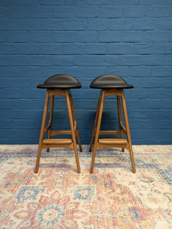 Image 1 of 2x Taburetes de bar retro Erik Buch, modelo 61, Hammel Møbelfabrik