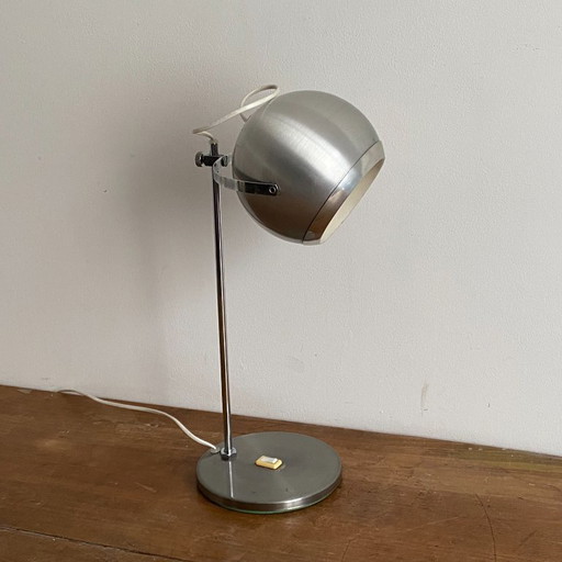 Eyeball lamp. 1970. Brushed stainless steel.