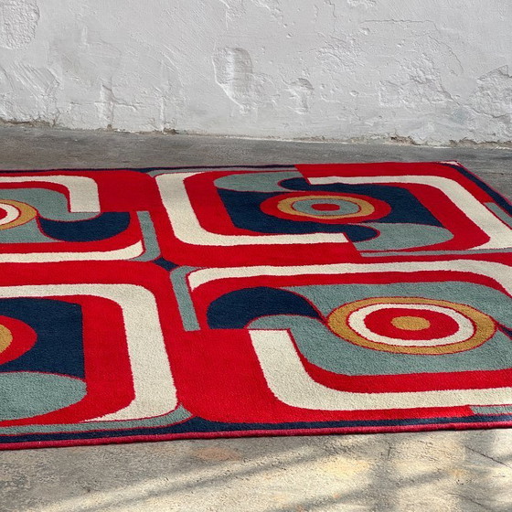 Image 1 of Tapis vintage hongrois "Fáraó" par Ferenc Fekete, LATEX Szombathely, 1974