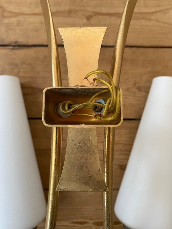 Image 1 of Applique murale double branche tulipe, design scandinave vintage années 60