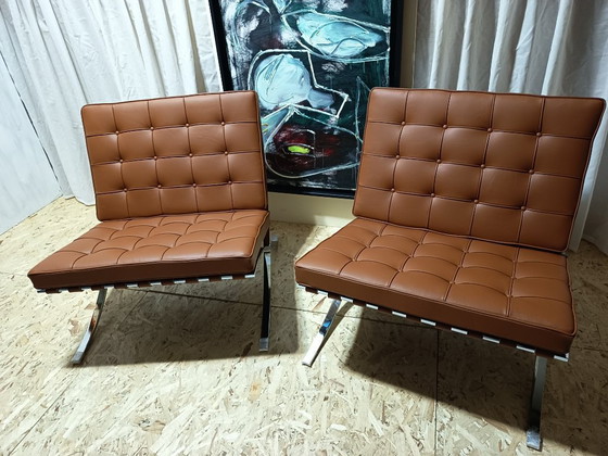 Image 1 of Sillones KNOLL Studio Barcelona (NUEVA Serie 2026) en piel natural (color coñac)