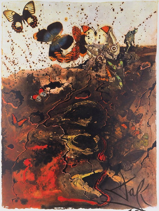 Salvador Dalí: Auvernia, SNCF (Suite de las Mariposas), Litografía original firmada – Litografías y grabados (photo 3 of 6)