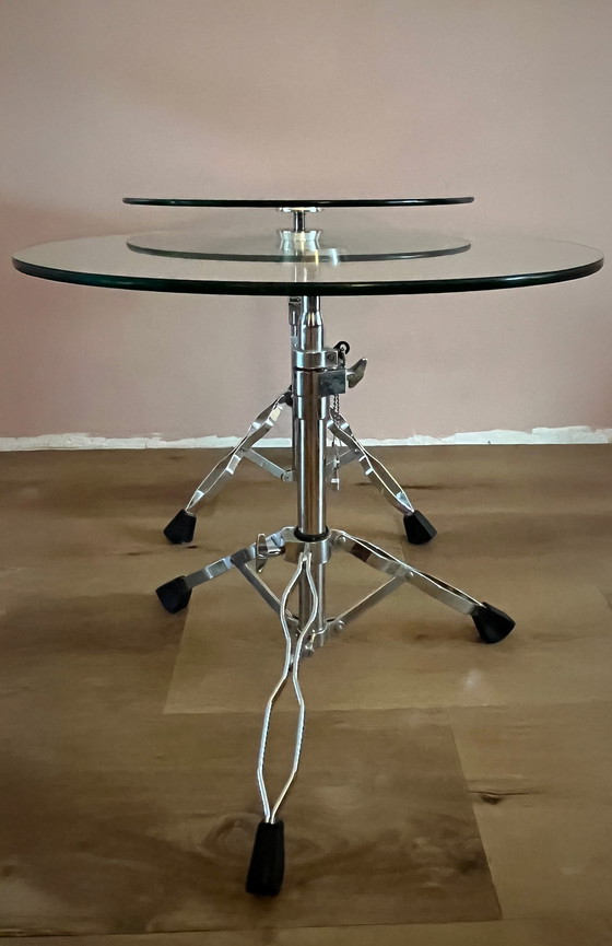 Image 1 of Tavolo a tamburo in vetro 2 pezzi