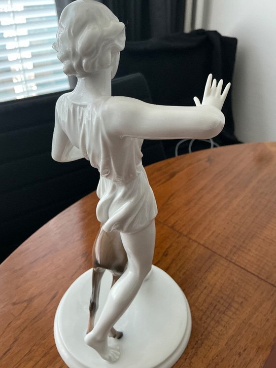 Image 1 of Mujer con corzo (ciervo) 1930 🦌 ‘ROSENTHAL’