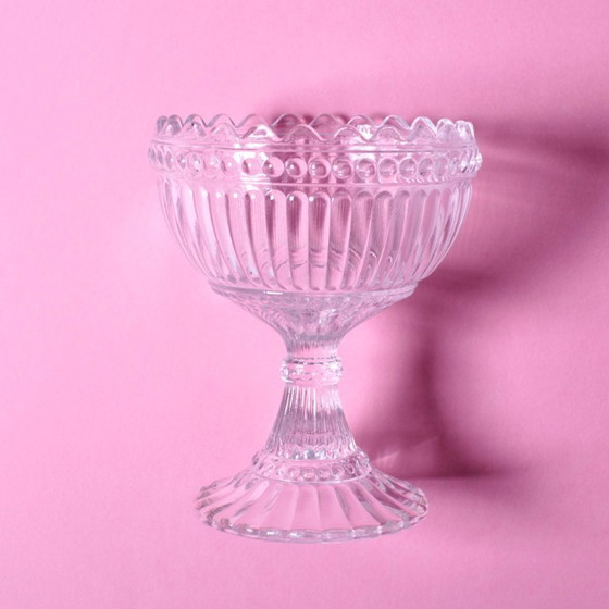 Image 1 of Vintage Traditional Finnish Clear Pedestal Bowl Marimekko / Iittala / 2000s