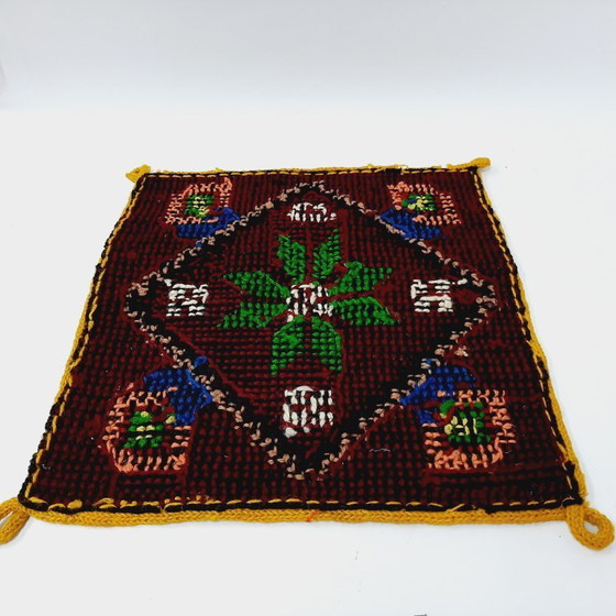 Image 1 of Vintage, hand-woven wool tapestry or small rug
