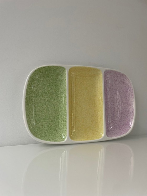 Image 1 of Vintage Gien France serving dish with pastel sections