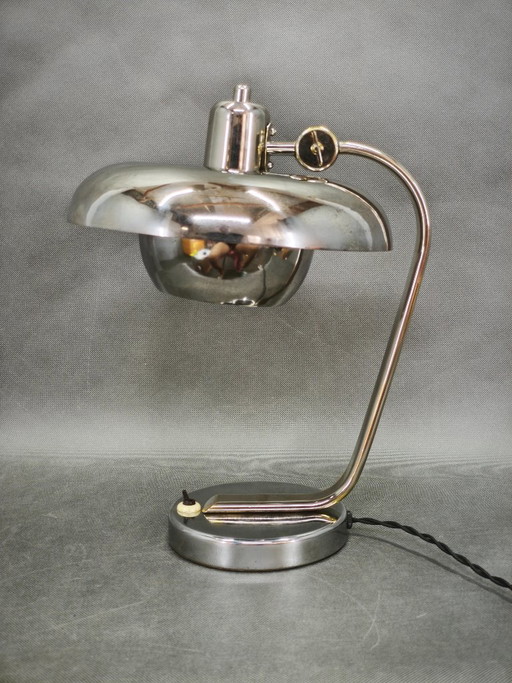 Zeldzame Jaren 30 Bauhaus Chroom Verstelbare Bureaulamp, Tsjechoslowakije
